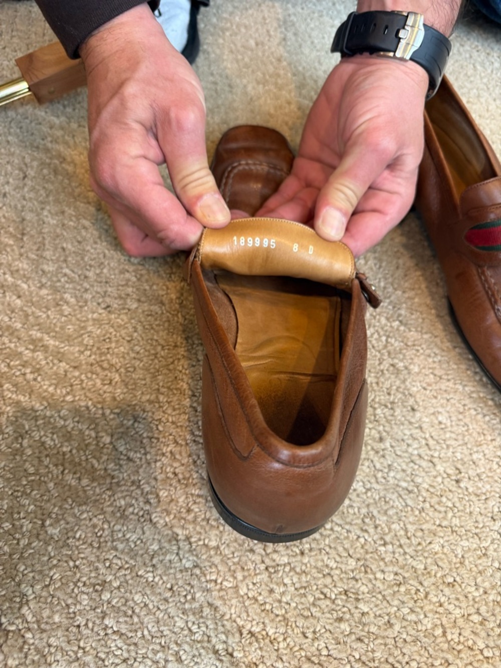 Gucci Men's Tan Brown Leather Slip-On Loafers - Picture 4 of 4